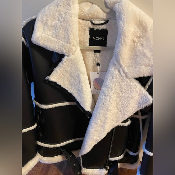 MONKI FAUX LEATHER JACKET new with tags size XS - Picture 6 of 12